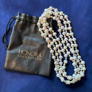 HONORA 63” Cultured Pearl Necklace with Leather Pouch - Never worn